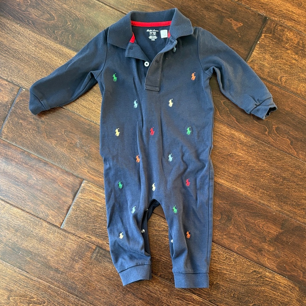 Ralph Lauren Navy One Piece with Colorful Embroidery